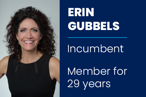 Erin Gubbels, Incumbent, Member for 29 years